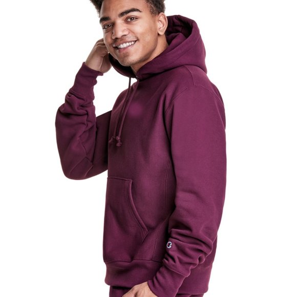 Champion Reverse Weave Hoodie Sweatshirt Dark Berry Purple Fleece GF68 T1F Fleec - Picture 2 of 9
